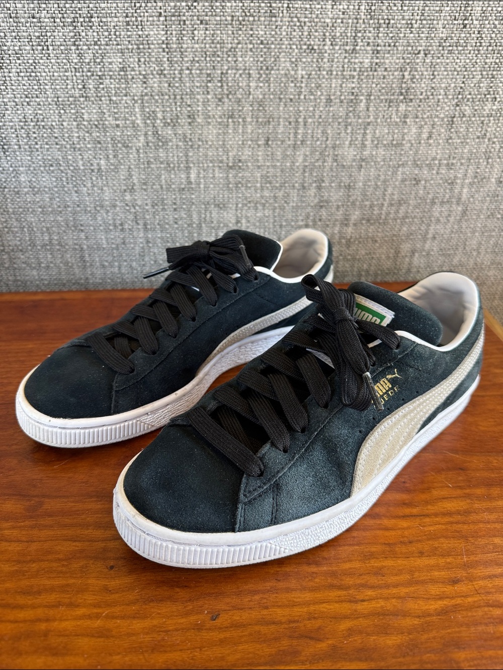 Puma Suede Classic Low-Top Sneakers in Black and White Womenβs Size 7